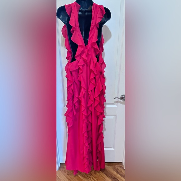 AKIRA Elegant Red Ruffle hi lo Dress size L - Picture 8 of 8